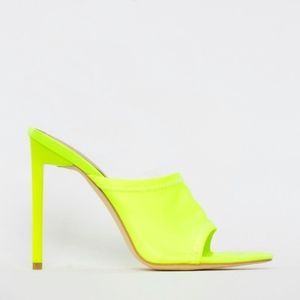 SIMMI Brand Neon Yellow Lycra Stiletto Mules